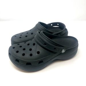 CROCS Black Classic Platform Clogs Size 7